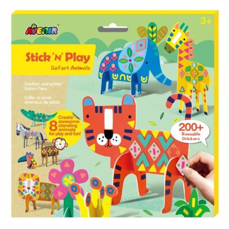 Joc creativ Stick N Play cu scene 3D si stickere repozitionabile - Animale Safari - imagine 11
